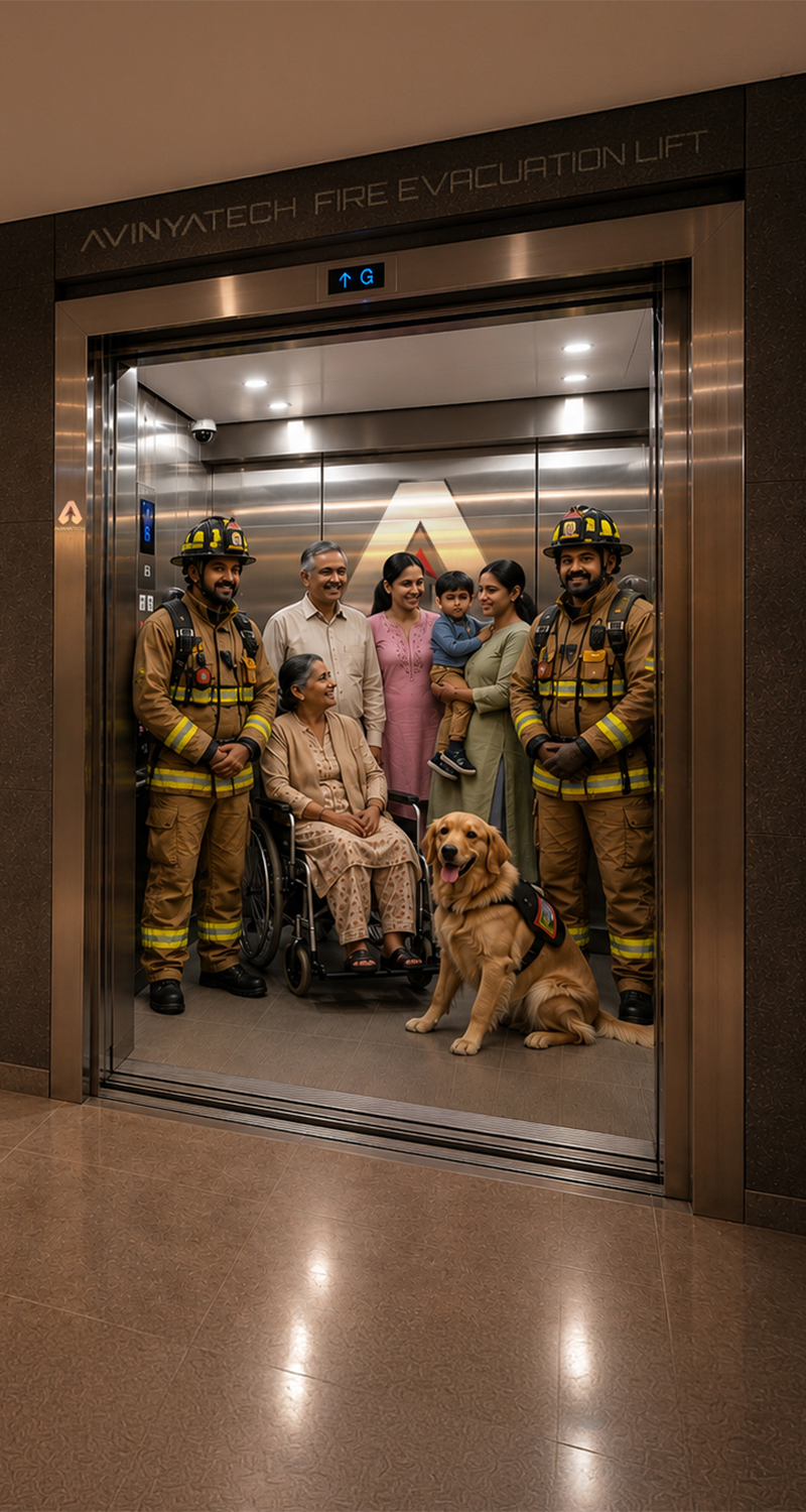 Fire Evacuation Lifts feature - Avinyatech in Hindi Saamana